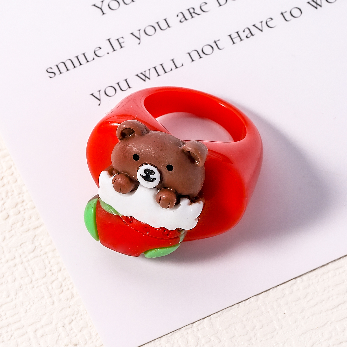 Cute Christmas Tree Santa Claus Arylic Resin Unisex Rings 1 Piece