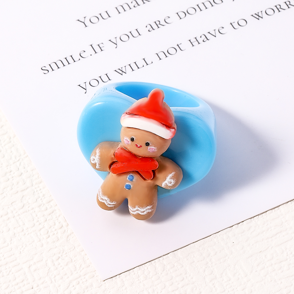 Cute Christmas Tree Santa Claus Snowman Arylic Resin Unisex Rings 1 Piece