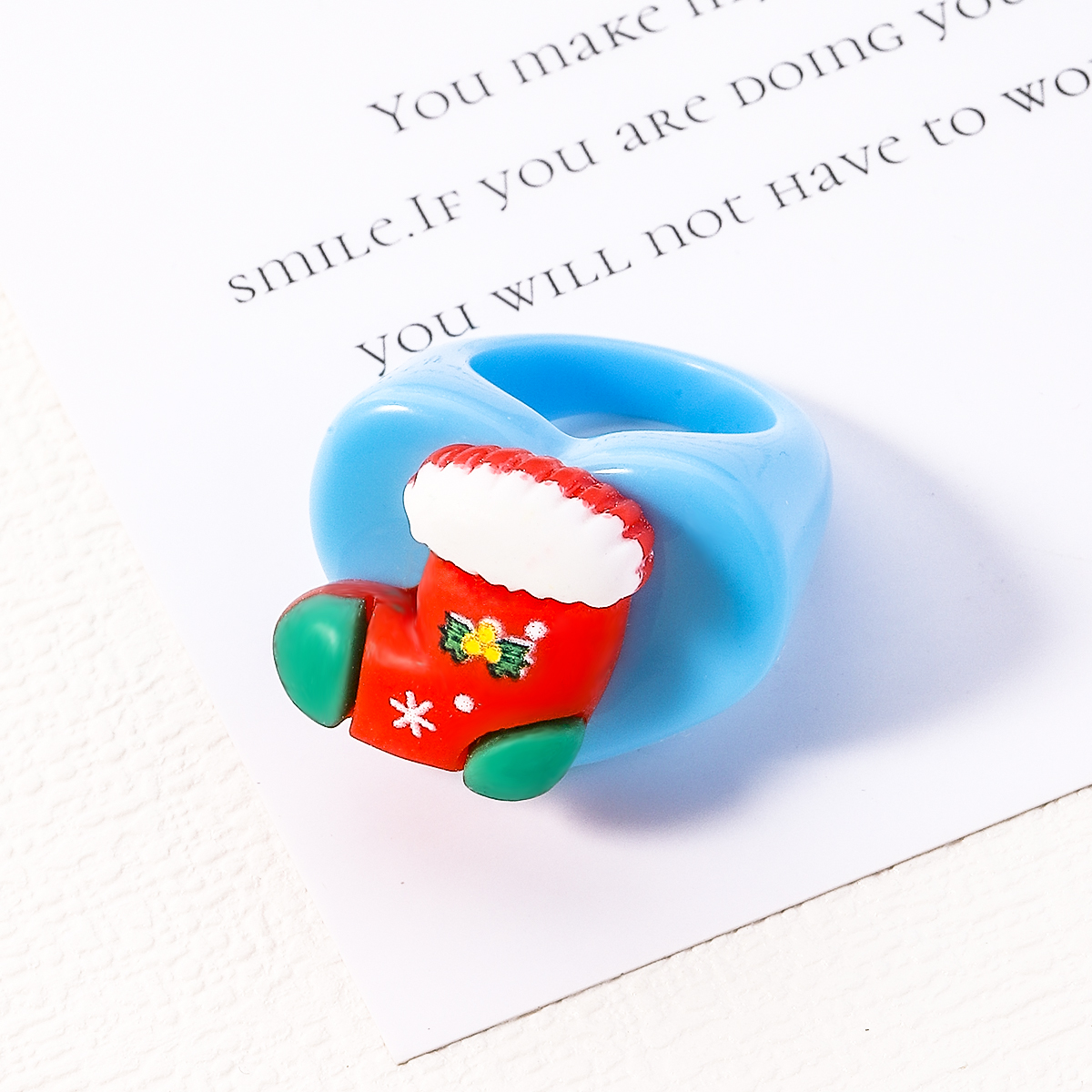 Cute Christmas Tree Santa Claus Snowman Arylic Resin Unisex Rings 1 Piece