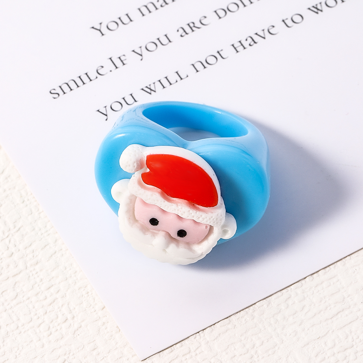 Cute Christmas Tree Santa Claus Snowman Arylic Resin Unisex Rings 1 Piece