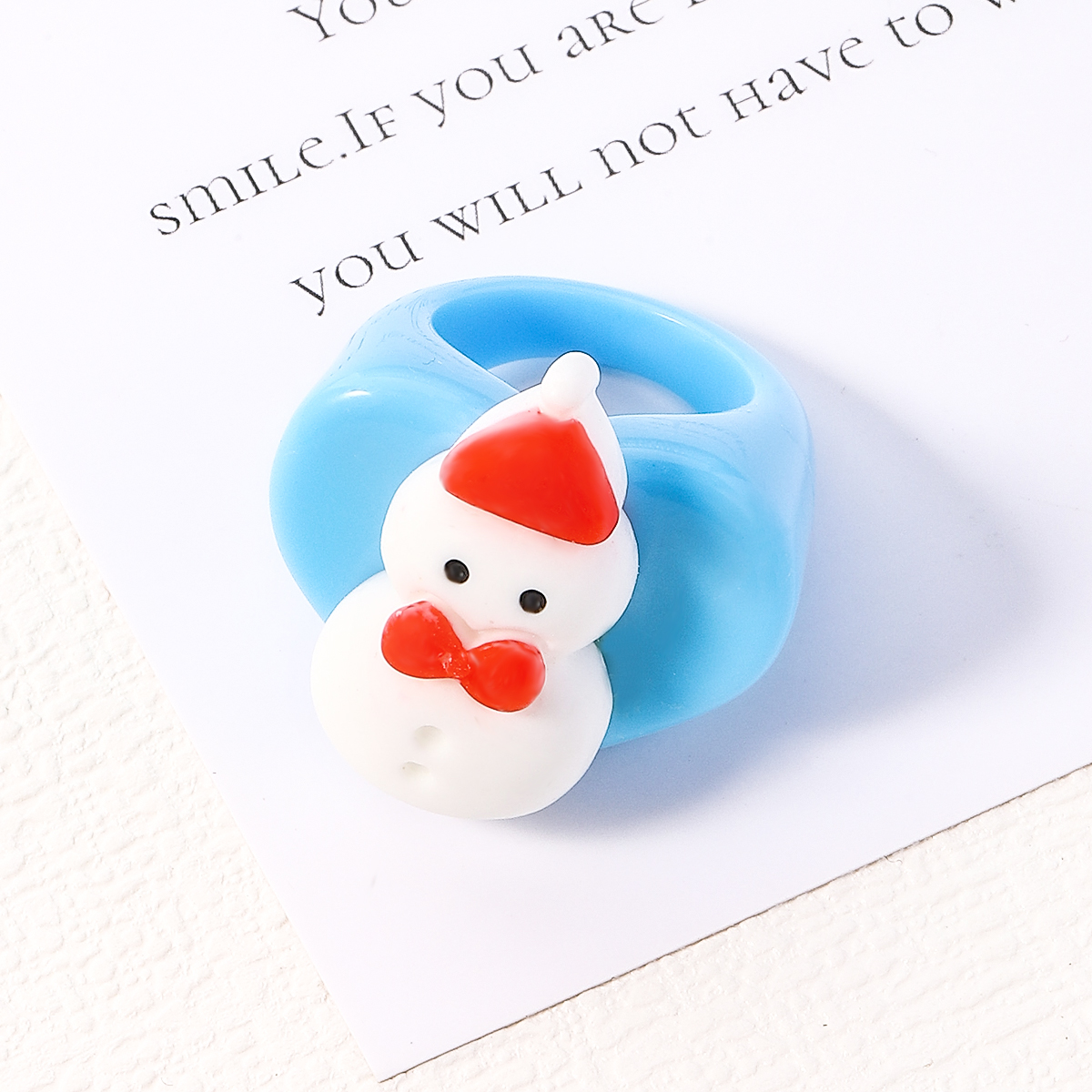 Cute Christmas Tree Santa Claus Snowman Arylic Resin Unisex Rings 1 Piece