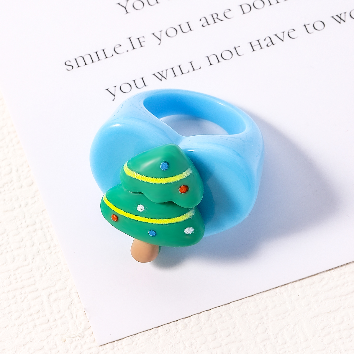 Cute Christmas Tree Santa Claus Snowman Arylic Resin Unisex Rings 1 Piece