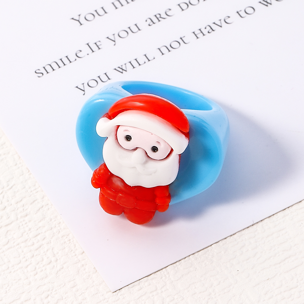 Cute Christmas Tree Santa Claus Snowman Arylic Resin Unisex Rings 1 Piece