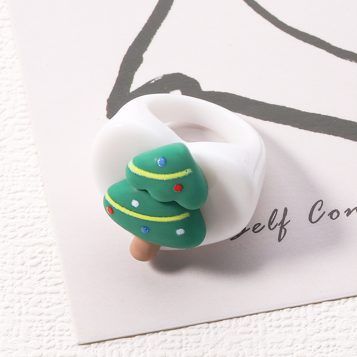 Cute Christmas Tree Santa Claus Christmas Socks Arylic Synthetic Resin Unisex Rings 1 Piece