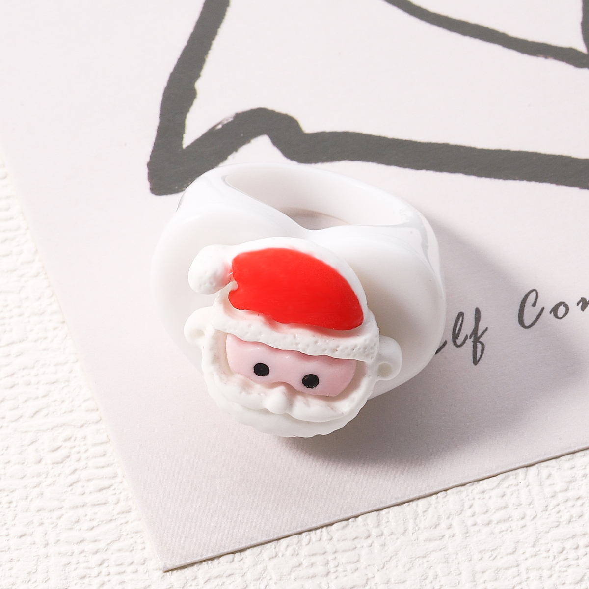 Cute Christmas Tree Santa Claus Christmas Socks Arylic Synthetic Resin Unisex Rings 1 Piece