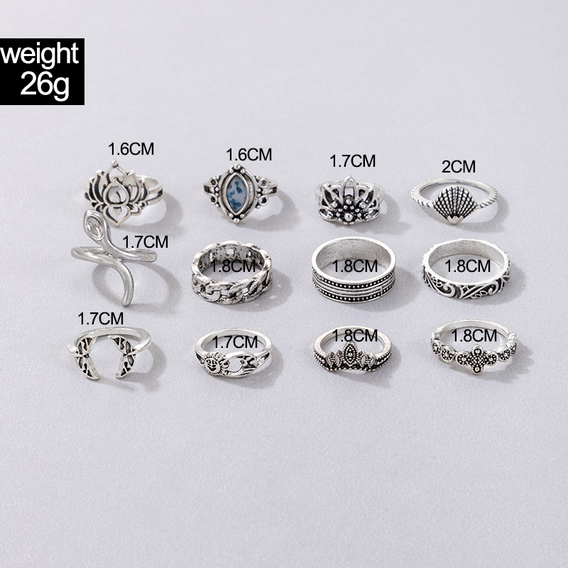 Fashion Lotus Snake Alloy Plating Unisex Rings 1 Set