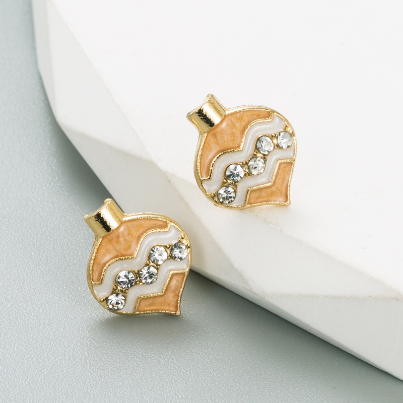 Simple Style Geometric Bottle Alloy Enamel Rhinestones Womenu0027S Ear Studs 1 Pair