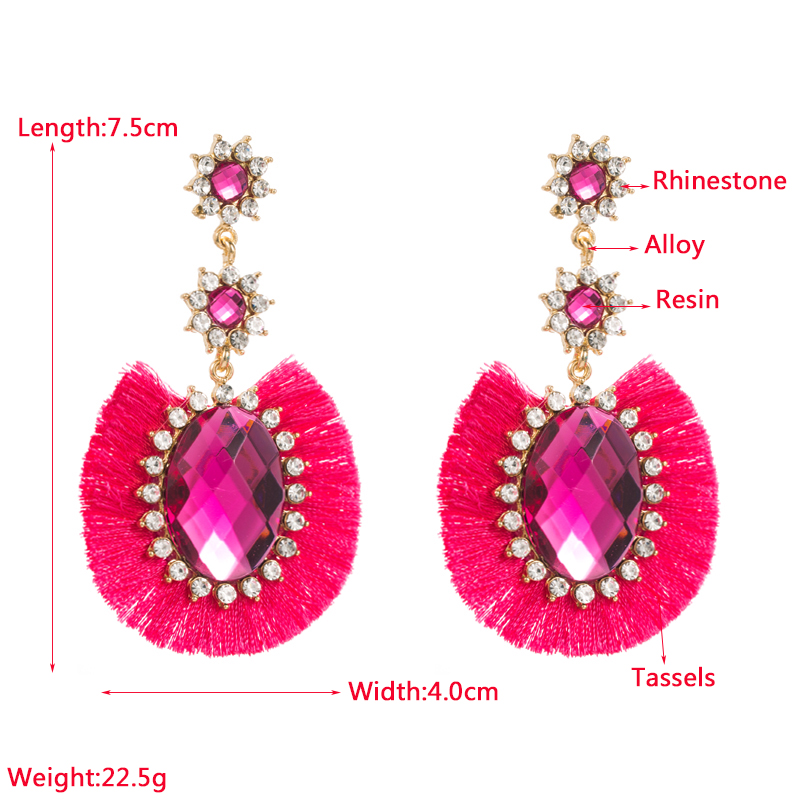 Simple Style Sector Alloy Tassel Rhinestones Womenu0027S Drop Earrings 1 Pair