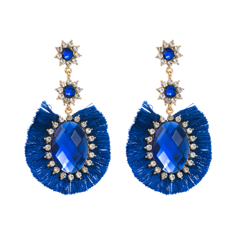 Simple Style Sector Alloy Tassel Rhinestones Womenu0027S Drop Earrings 1 Pair