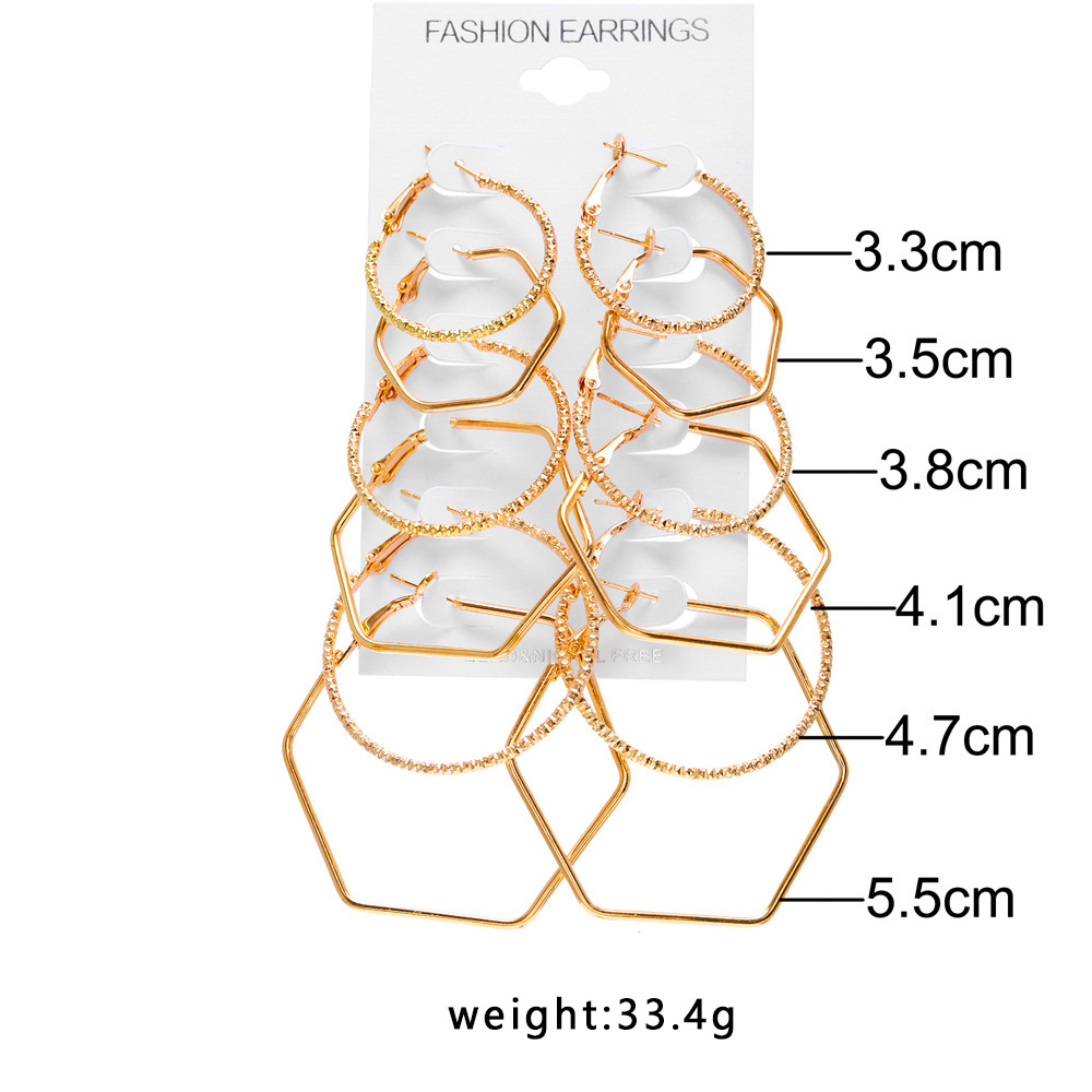 Exaggerated Geometric Alloy Plating Womenu0027S Earrings 6 Pairs