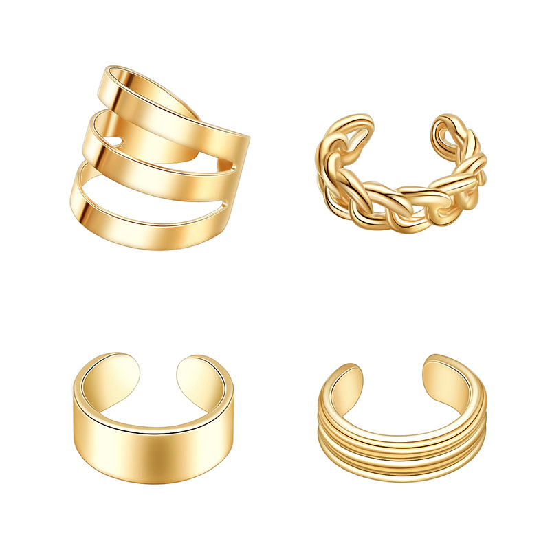 Elegant Geometric Metal Womenu0027S Ear clips 4 Pieces