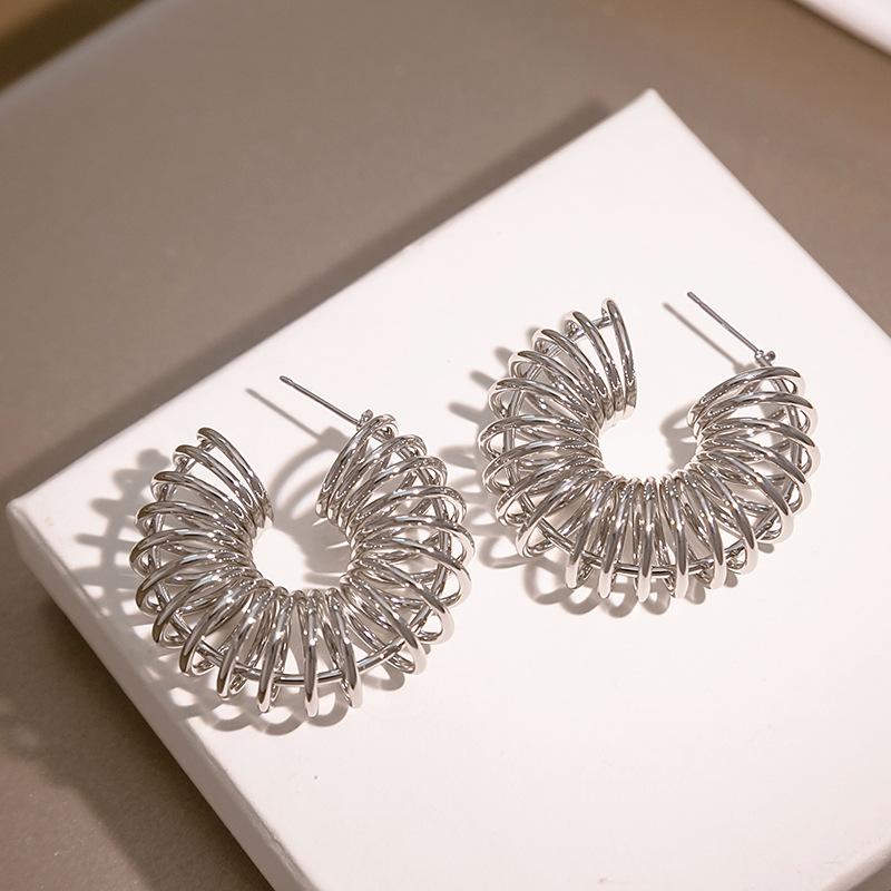 Exaggerated Geometric Copper Plating Earrings 1 Pair