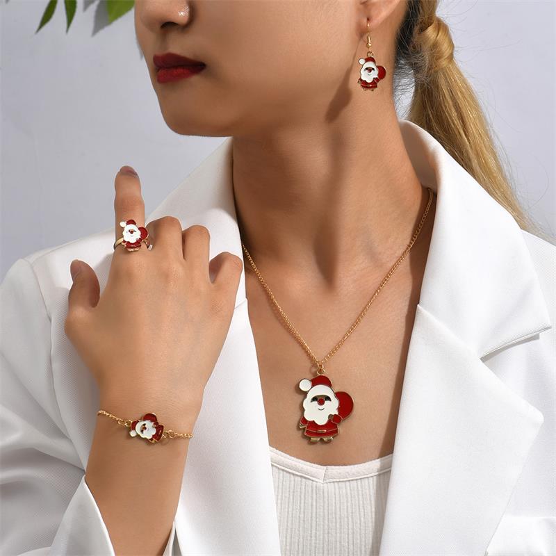 Cute Cartoon Alloy Stoving Varnish Womenu0027S Rings Earrings Necklace 1 Set