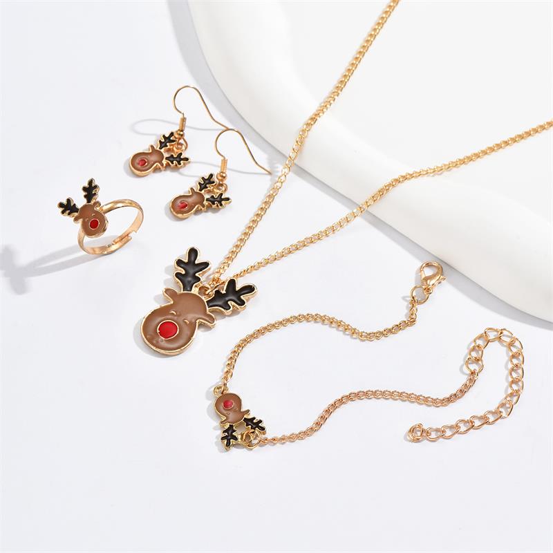 Cute Cartoon Alloy Stoving Varnish Womenu0027S Rings Earrings Necklace 1 Set