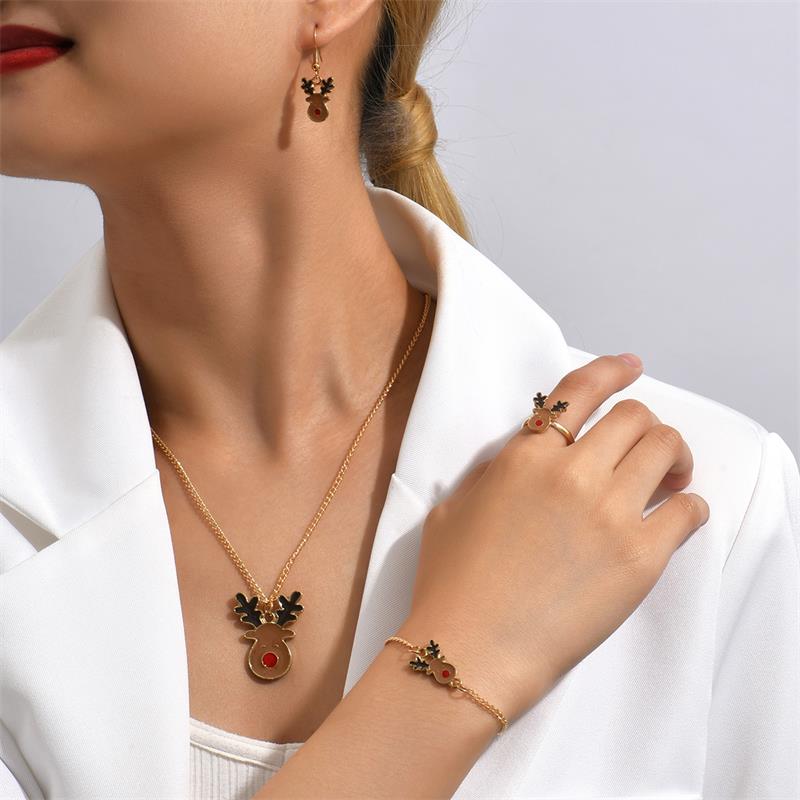 Cute Cartoon Alloy Stoving Varnish Womenu0027S Rings Earrings Necklace 1 Set