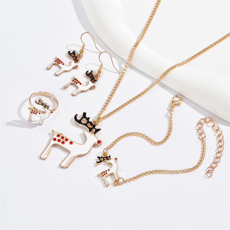 Cute Cartoon Alloy Stoving Varnish Womenu0027S Rings Earrings Necklace 1 Set