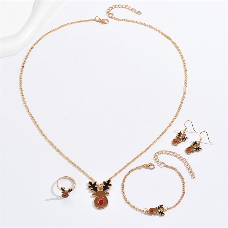 Cute Cartoon Alloy Stoving Varnish Womenu0027S Rings Earrings Necklace 1 Set