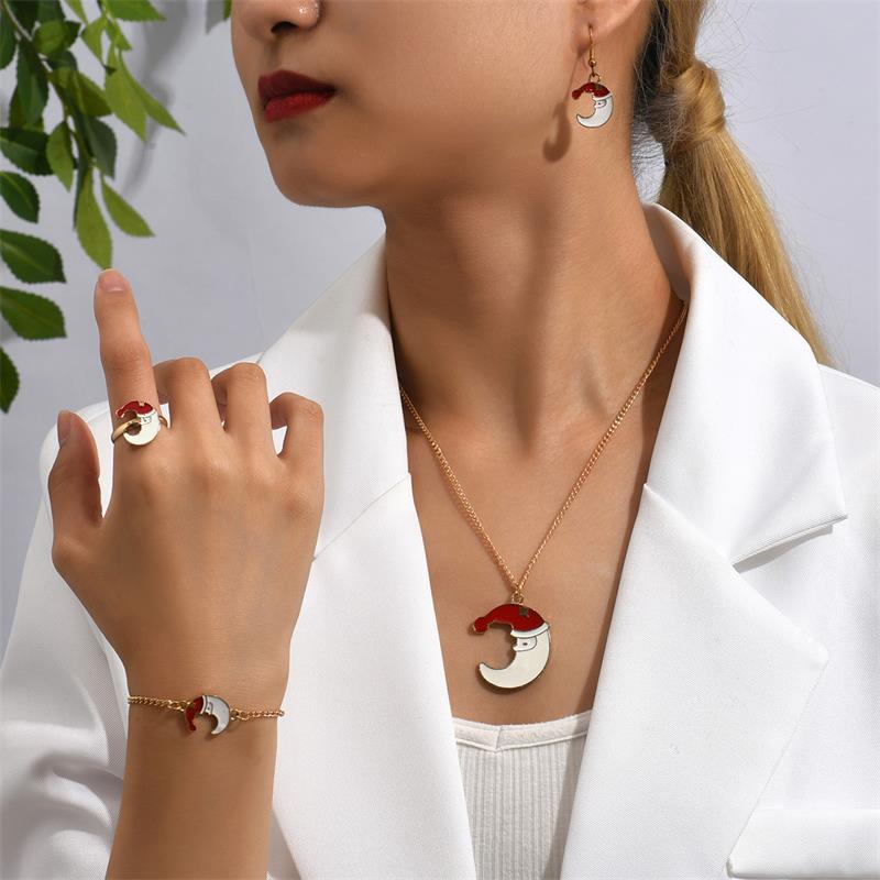 Cute Cartoon Alloy Stoving Varnish Womenu0027S Rings Earrings Necklace 1 Set