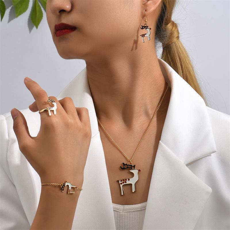 Cute Cartoon Alloy Stoving Varnish Womenu0027S Rings Earrings Necklace 1 Set