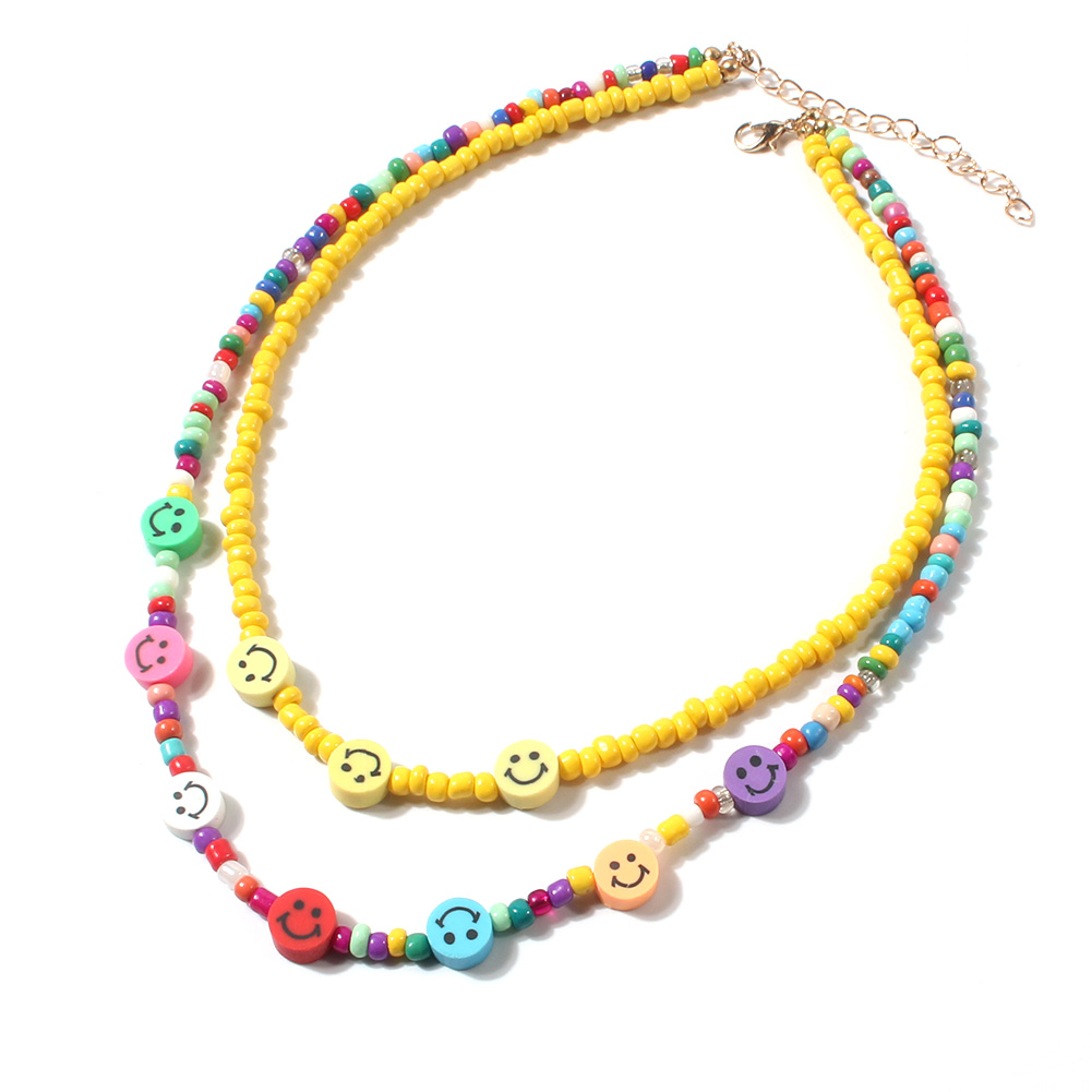 Cute Smiley Face Plastic Beaded Womenu0027S Necklace 1 Piece