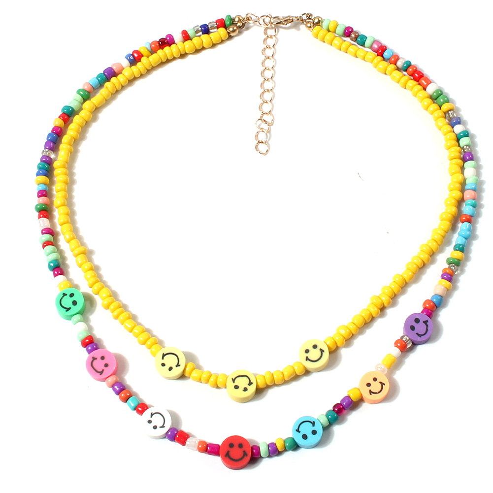 Cute Smiley Face Plastic Beaded Womenu0027S Necklace 1 Piece