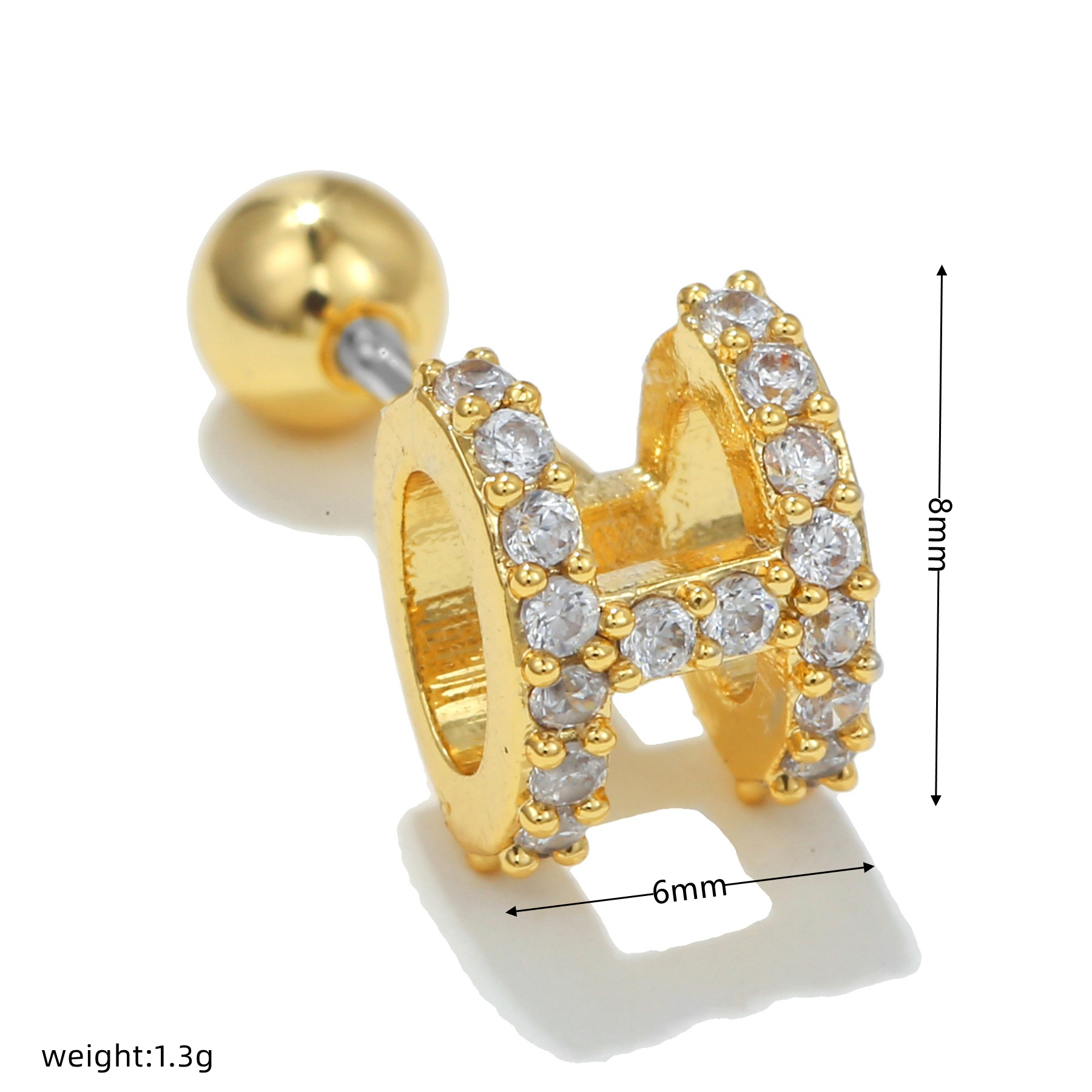 Fashion Geometric Stainless Steel Inlay Zircon Ear Studs 1 Piece