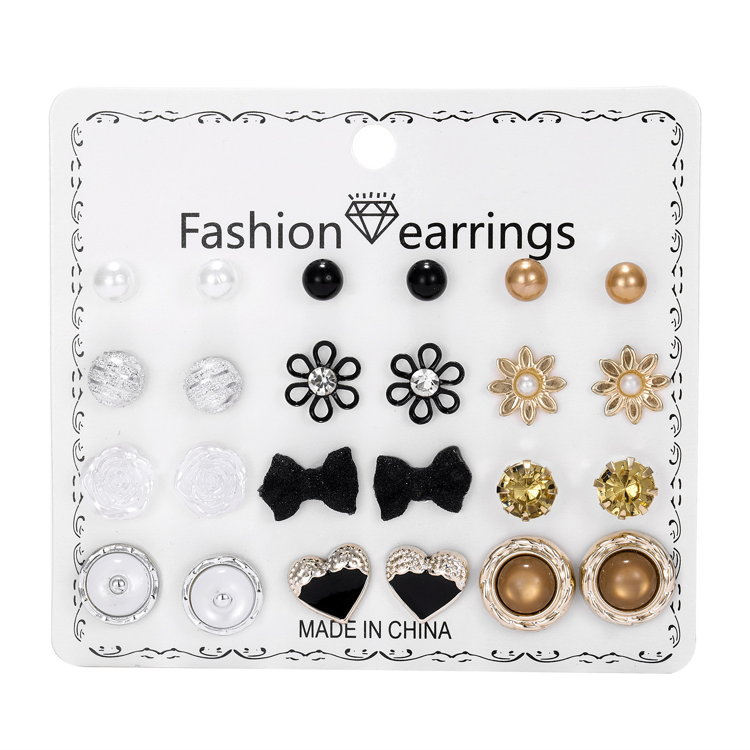 Simple Style Round Flower Butterfly Alloy Plating Inlay Rhinestones Womenu0027S Ear Studs 1 Set
