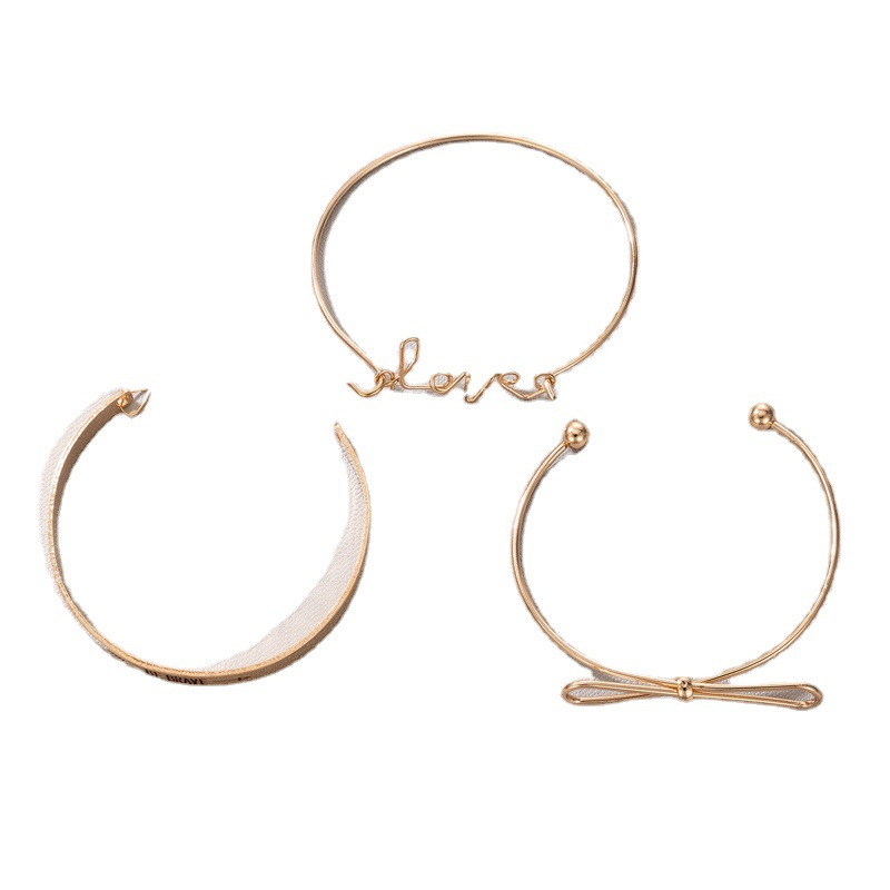 Fashion Letter Arrow Bow Knot Alloy Plating Unisex Bangle 3 Piece Set