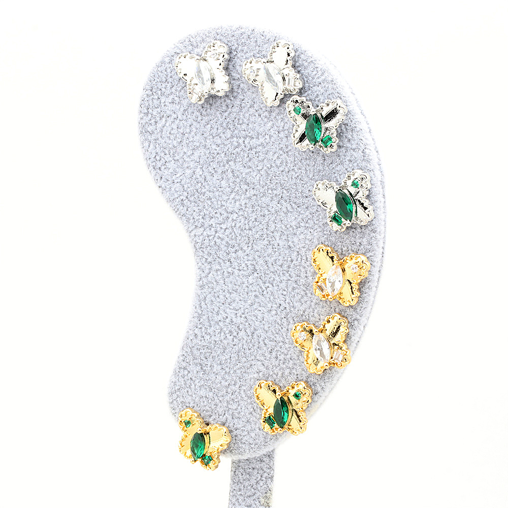 Fashion Butterfly Copper Gold Plated Zircon Ear Studs 1 Pair
