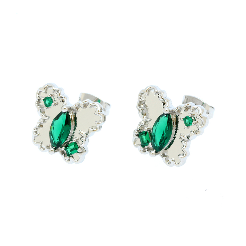 Fashion Butterfly Copper Gold Plated Zircon Ear Studs 1 Pair
