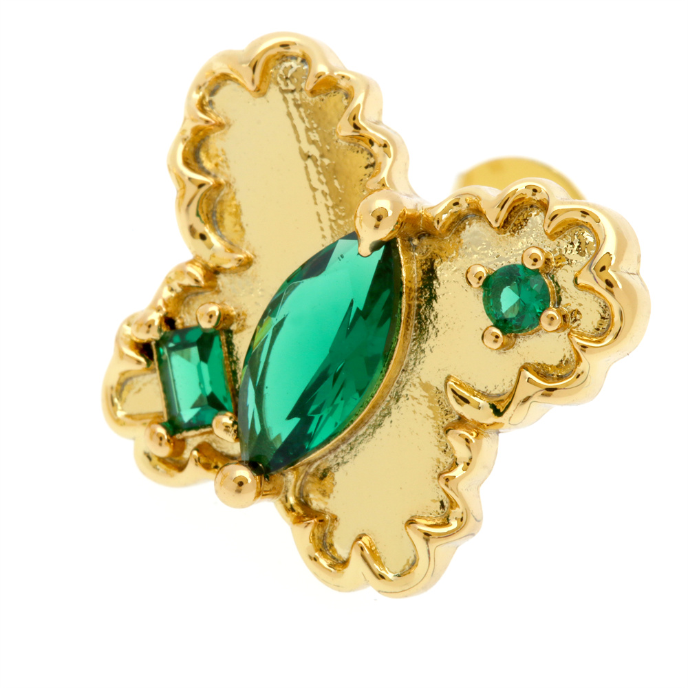 Fashion Butterfly Copper Gold Plated Zircon Ear Studs 1 Pair
