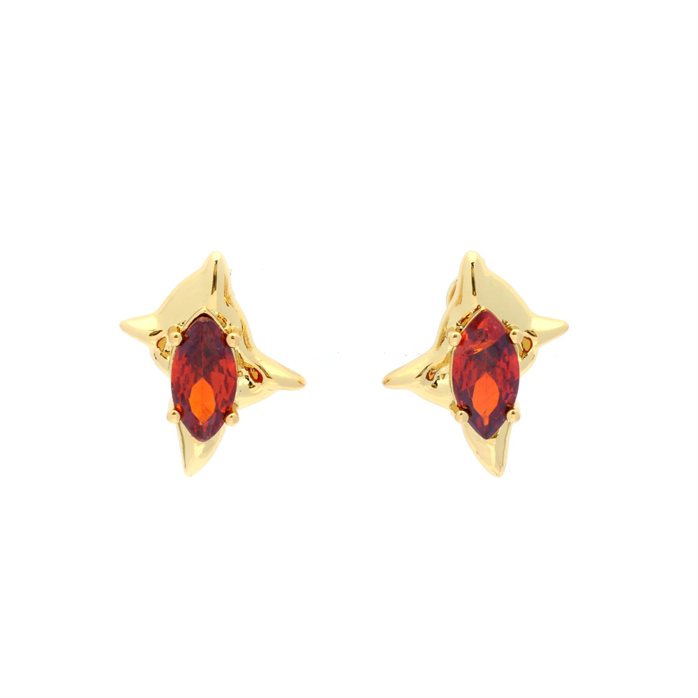 Fashion Star Copper Gold Plated Zircon Ear Studs 1 Pair