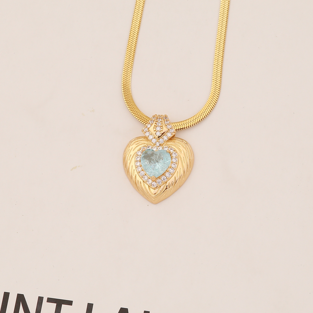 Fashion Heart Shape Stainless Steel Plating Artificial Gemstones Rhinestones Pendant Necklace 1 Piec