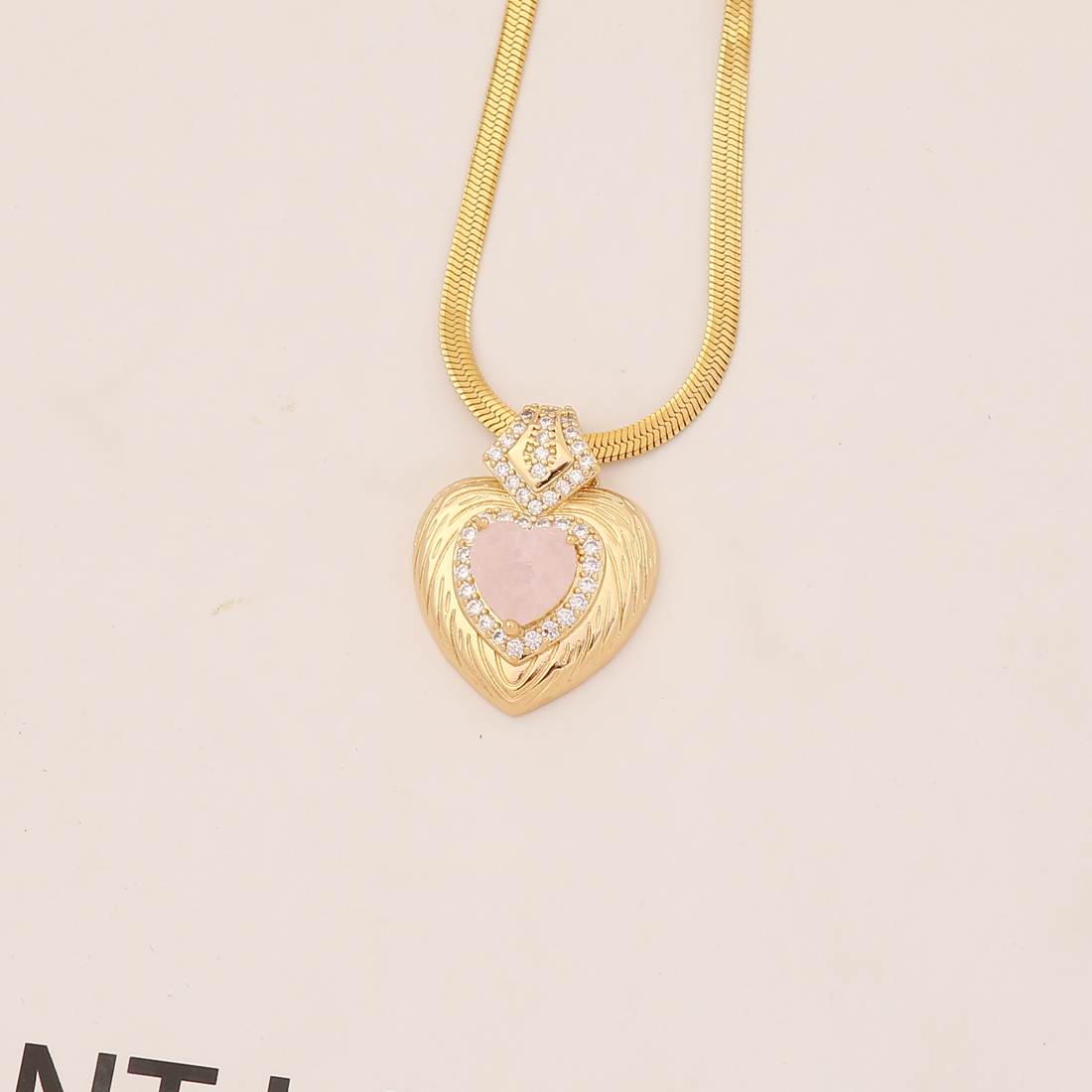 Fashion Heart Shape Stainless Steel Plating Artificial Gemstones Rhinestones Pendant Necklace 1 Piec