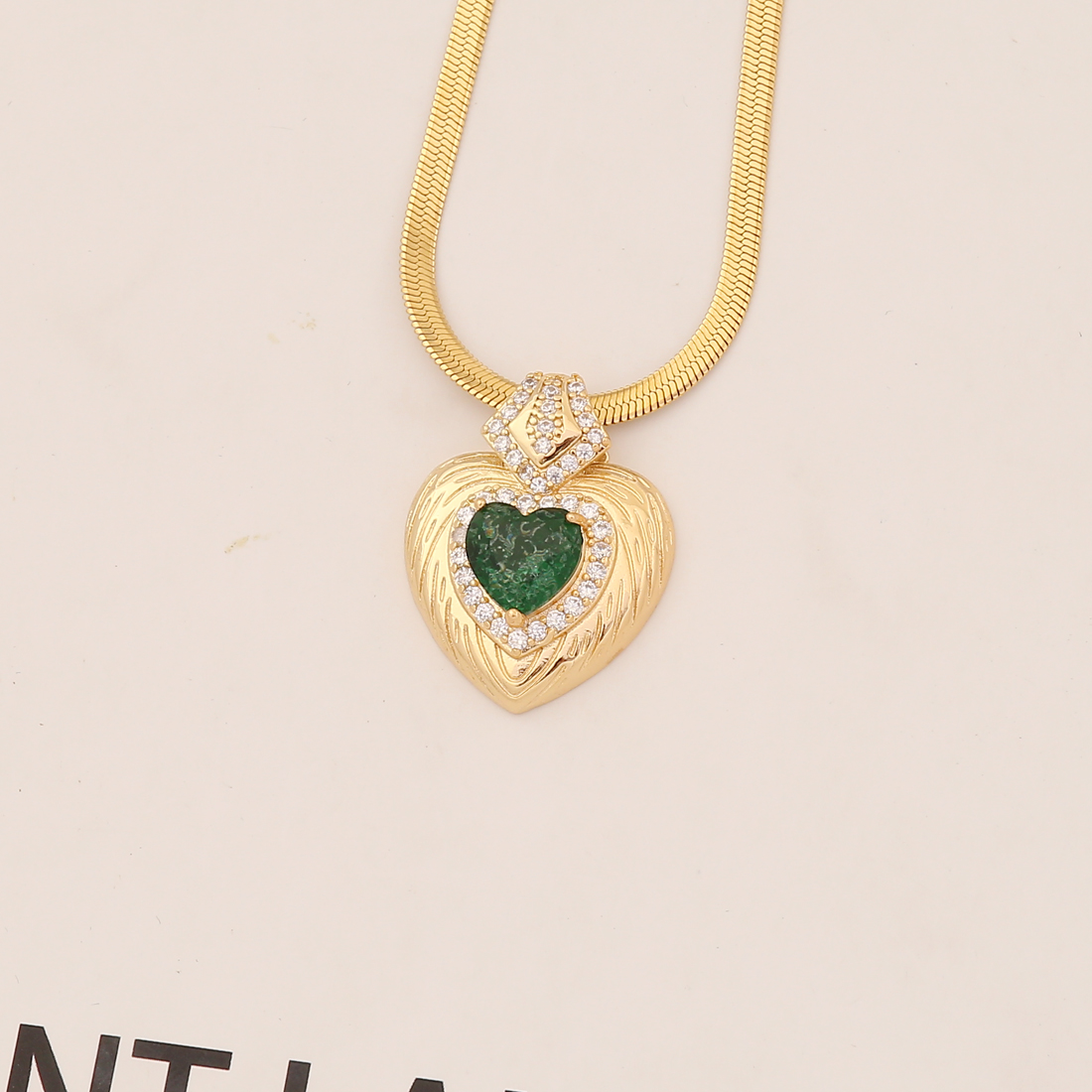 Fashion Heart Shape Stainless Steel Plating Artificial Gemstones Rhinestones Pendant Necklace 1 Piec