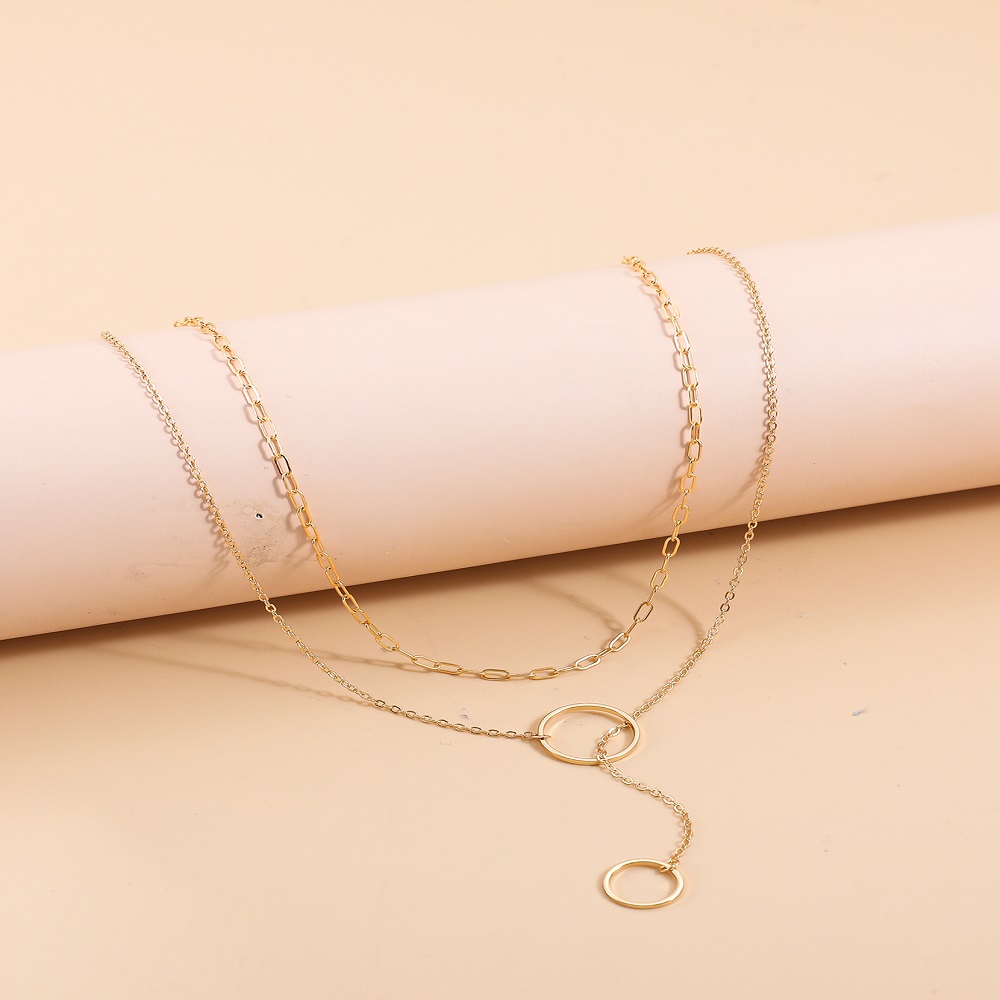 Simple Style Geometric Alloy Plating Womenu0027S Layered Necklaces