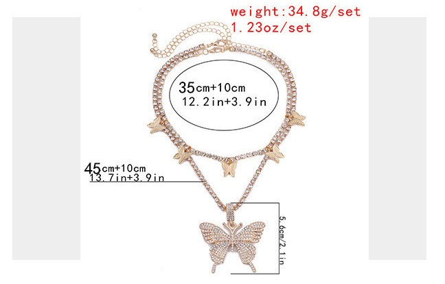 Fashion Butterfly Alloy Plating Inlay Rhinestones Womenu0027S Pendant Necklace 1 Piece