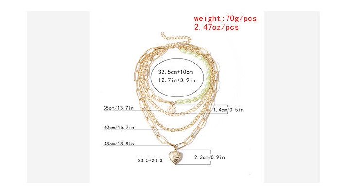 Retro Heart Shape Alloy Pearl Womenu0027S Layered Necklaces 1 Piece