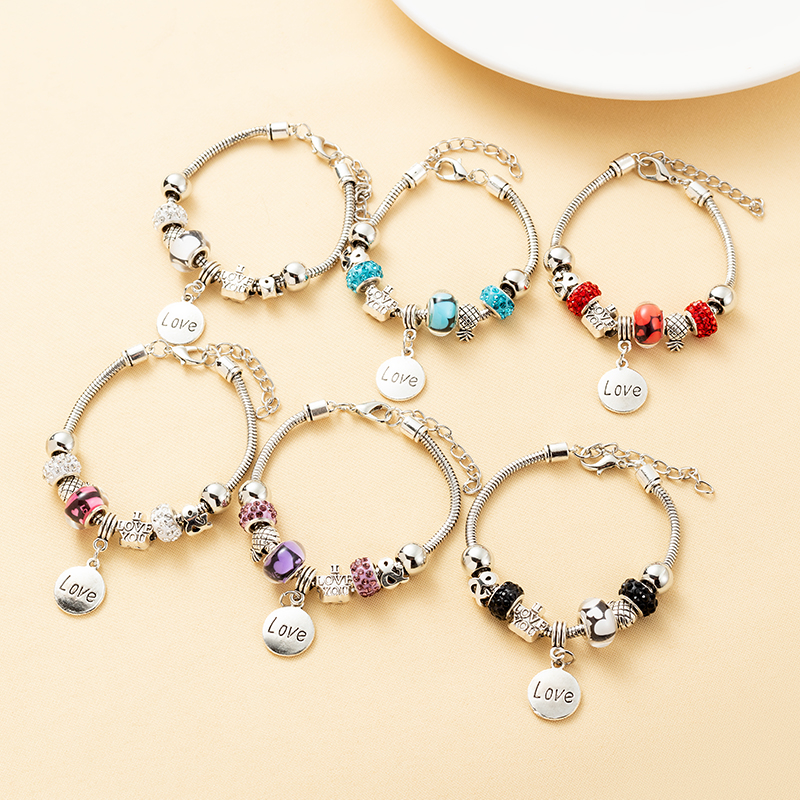 Sweet Love glass Titanium Steel Plating Bracelets