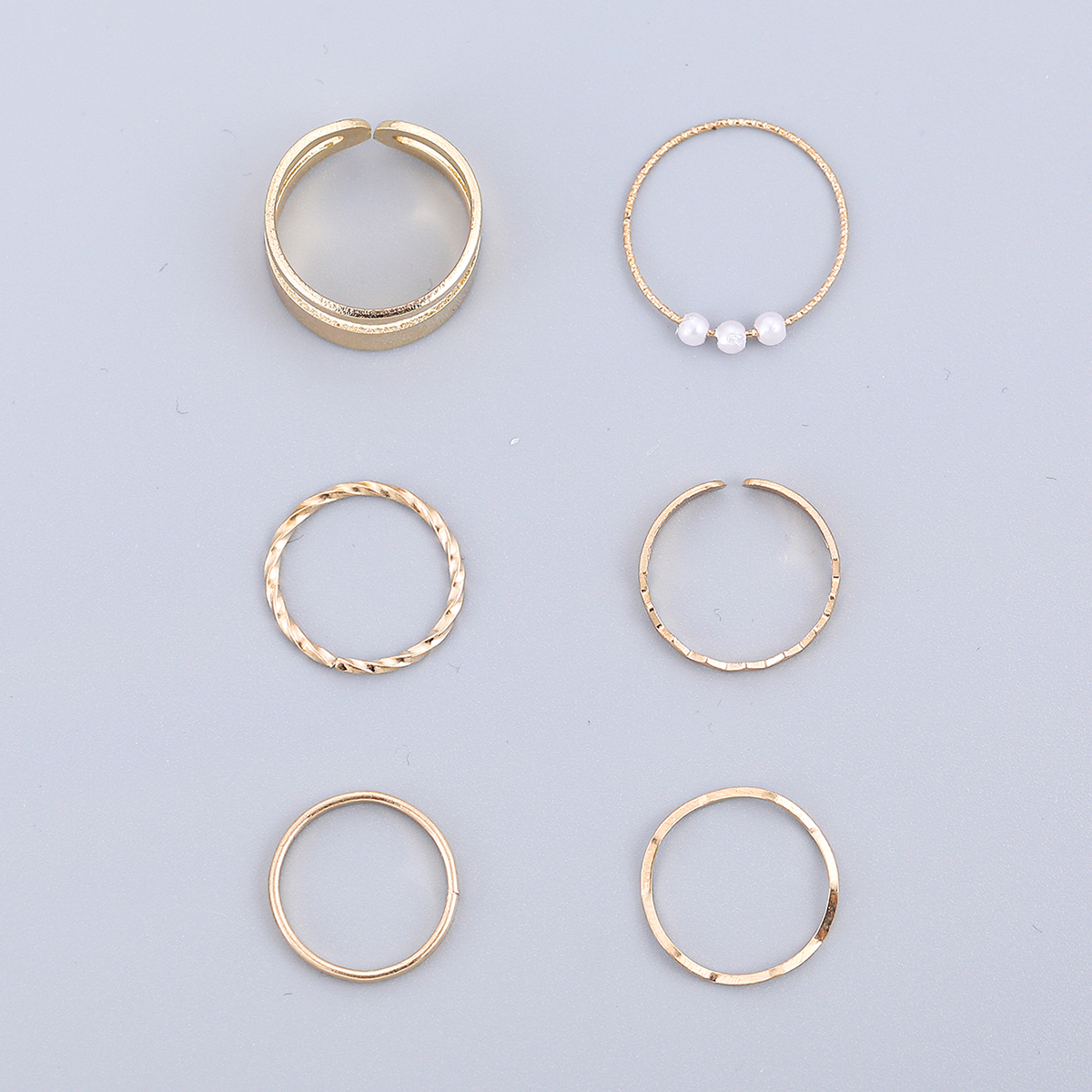 Simple Style Geometric Alloy Plating Artificial Pearls Womenu0027S Rings 6 Pieces