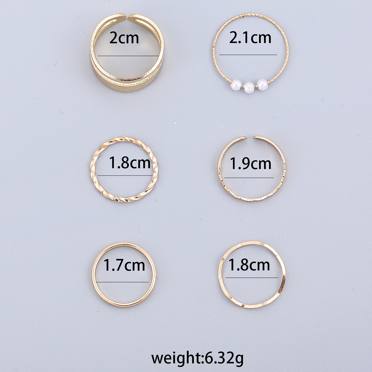 Simple Style Geometric Alloy Plating Artificial Pearls Womenu0027S Rings 6 Pieces