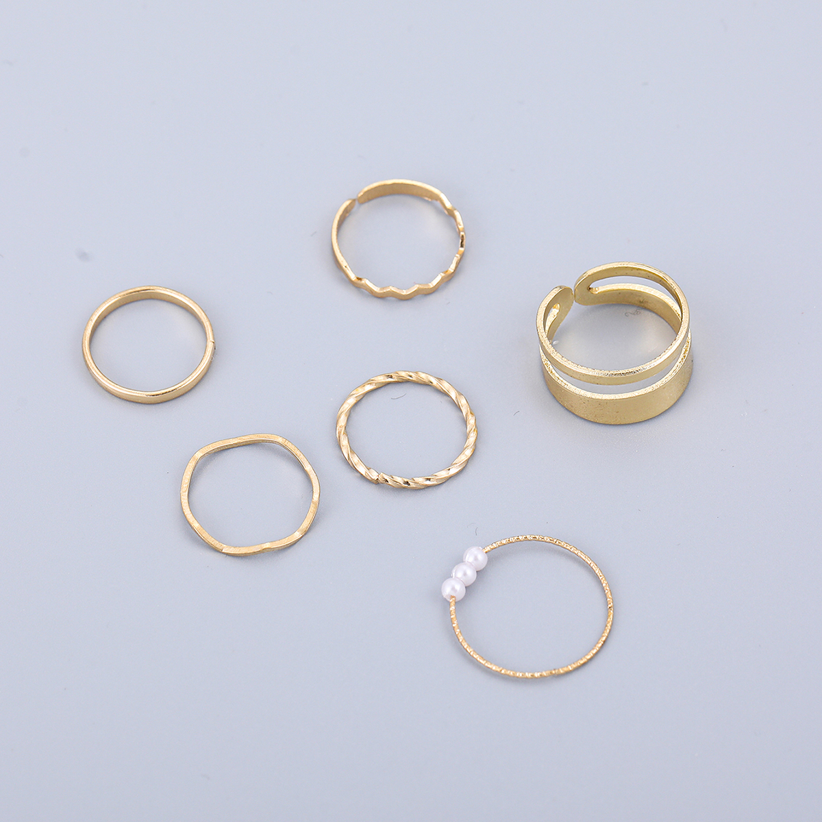 Simple Style Geometric Alloy Plating Artificial Pearls Womenu0027S Rings 6 Pieces