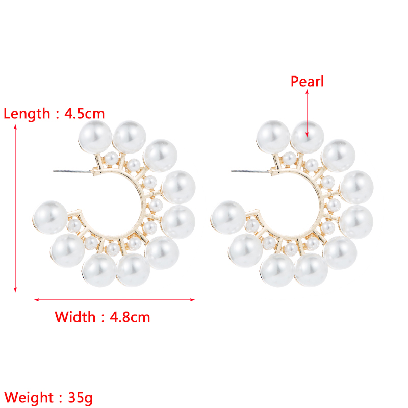 Classic Style C Shape Alloy Plating Inlay Artificial Pearls Rhinestones Womenu0027S Ear Studs 1 Pair