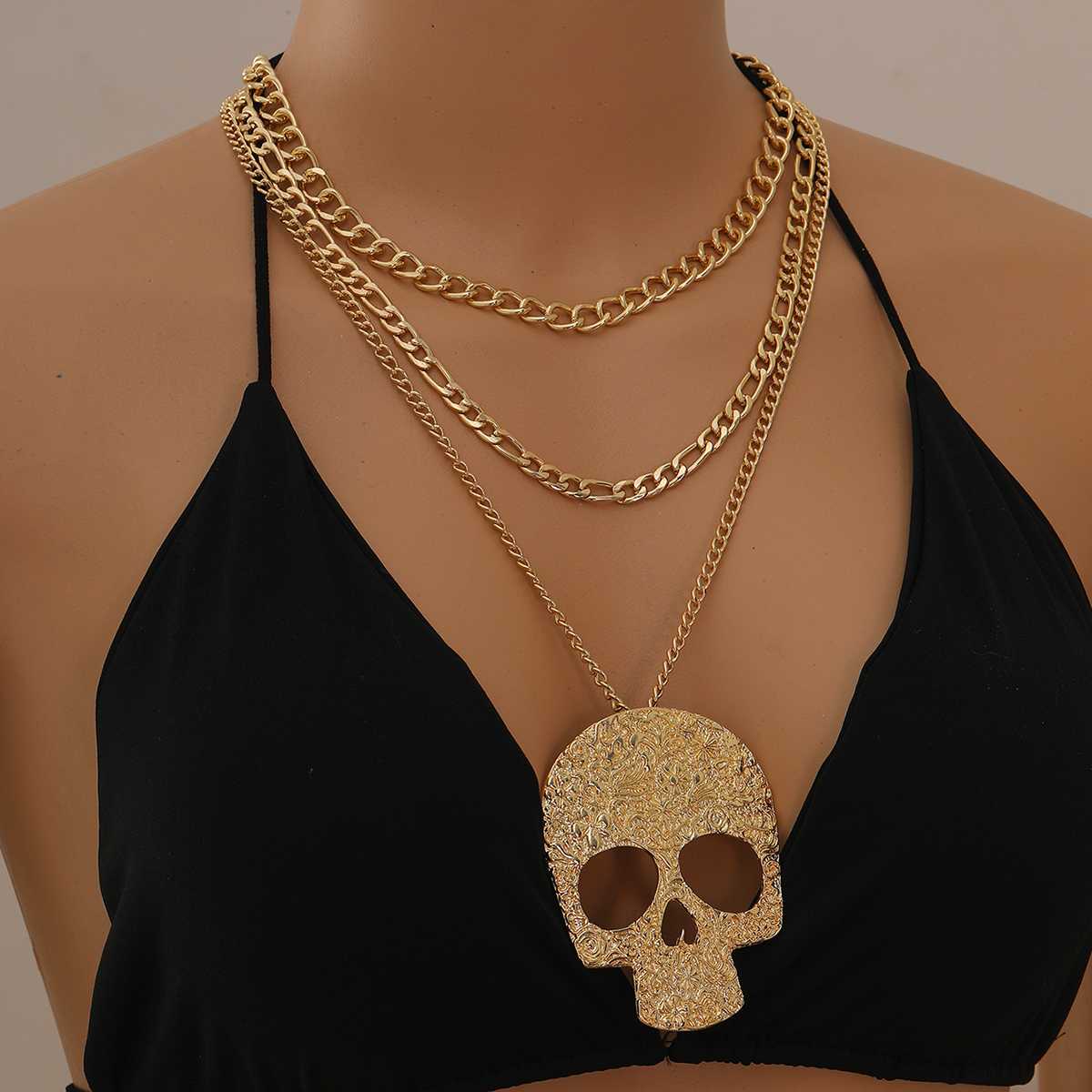 Fashion Skull Metal Plating Unisex Layered Necklaces 1 Piece