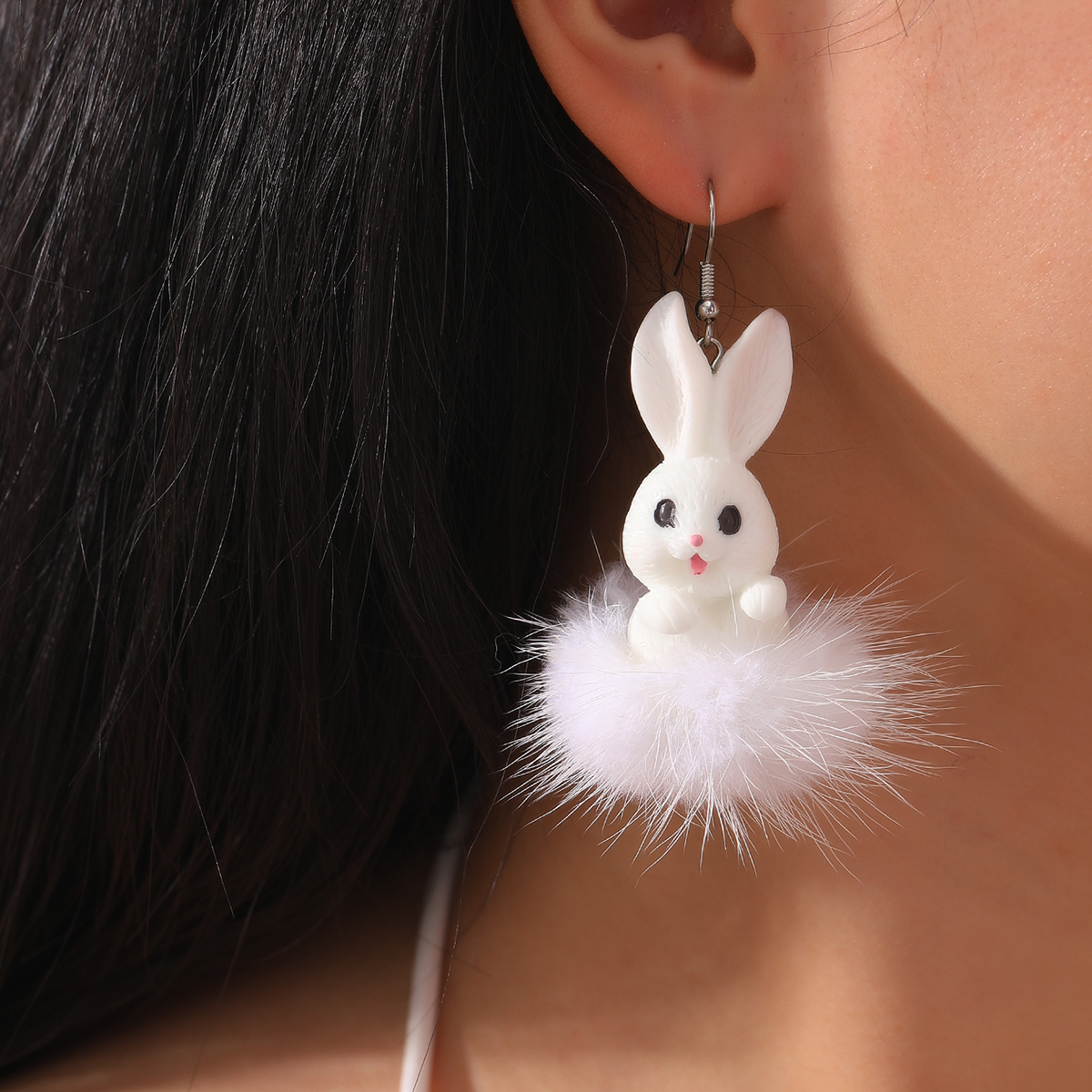 Fashion Rabbit Plush Womenu0027S Drop Earrings 1 Pair