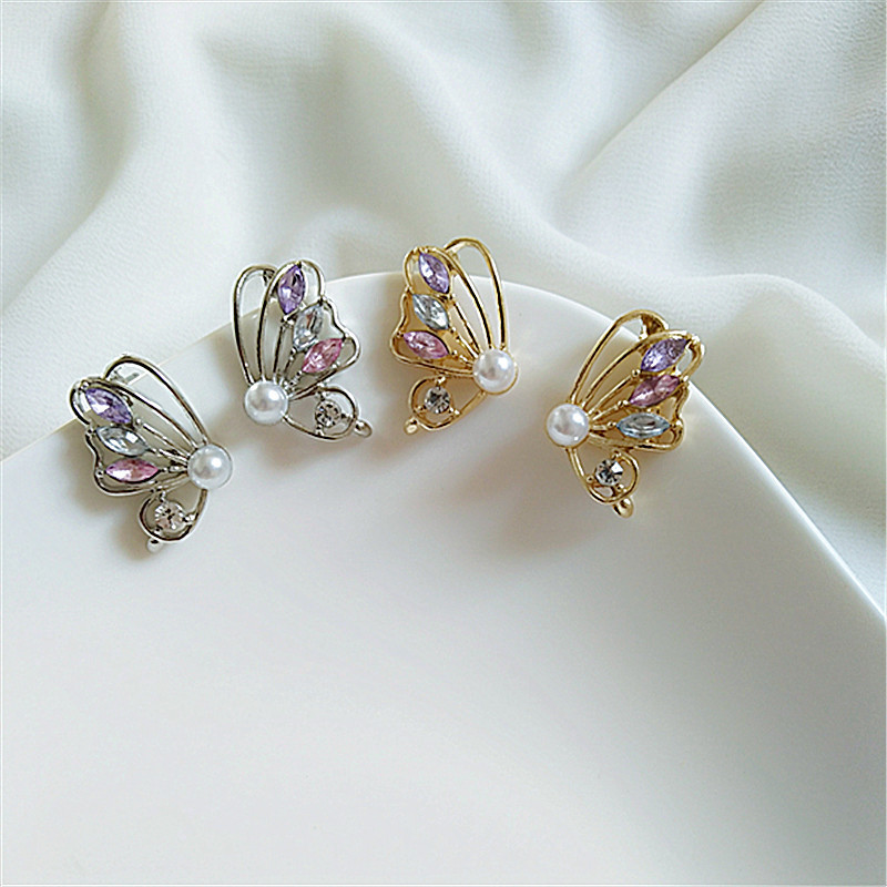 Sweet Butterfly Alloy Plating Rhinestones Womenu0027S Ear Studs 1 Pair