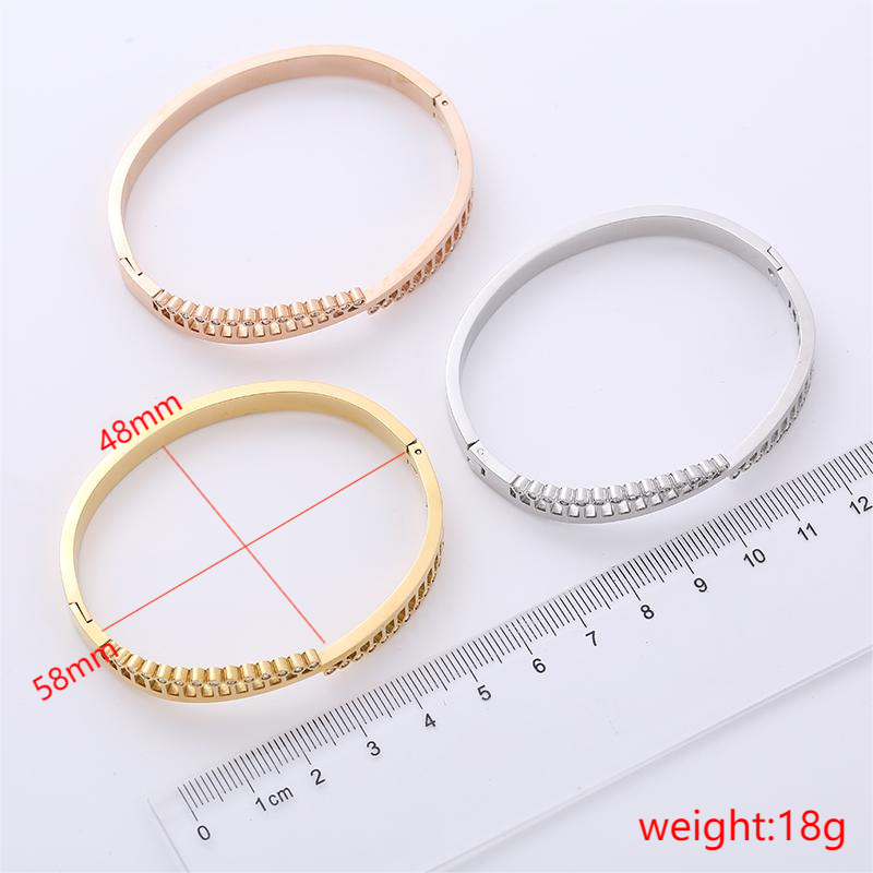 Fashion Geometric Stainless Steel Asymmetrical Irregular Rhinestones Bangle 1 Piece