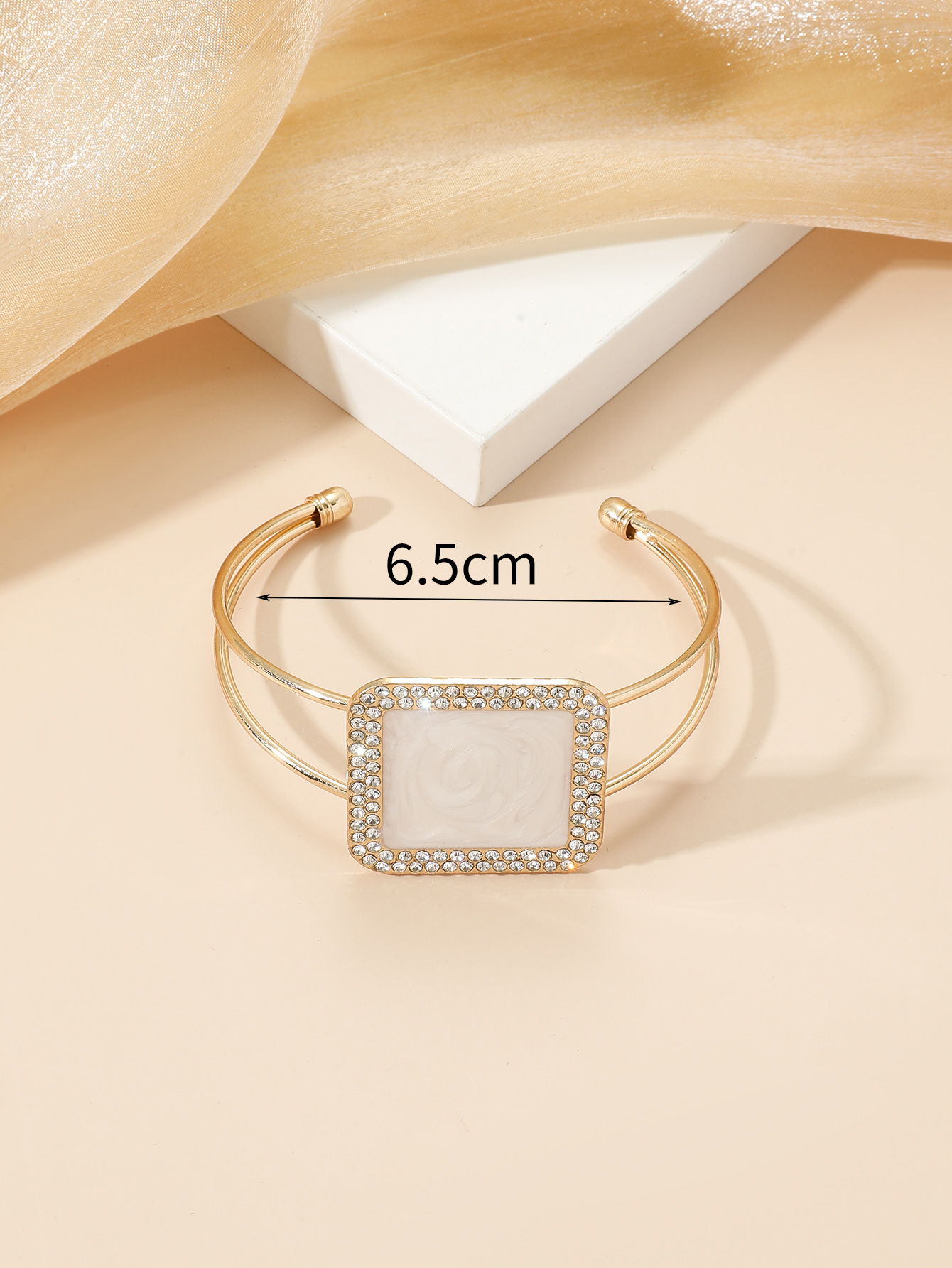 Elegant Square Alloy Plating Artificial Diamond Womenu0027S Bangle 1 Piece