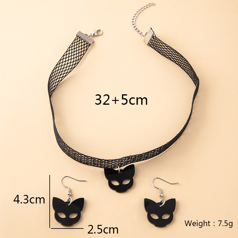 Sexy Cat Lace Womenu0027S Earrings Necklace 1 Set