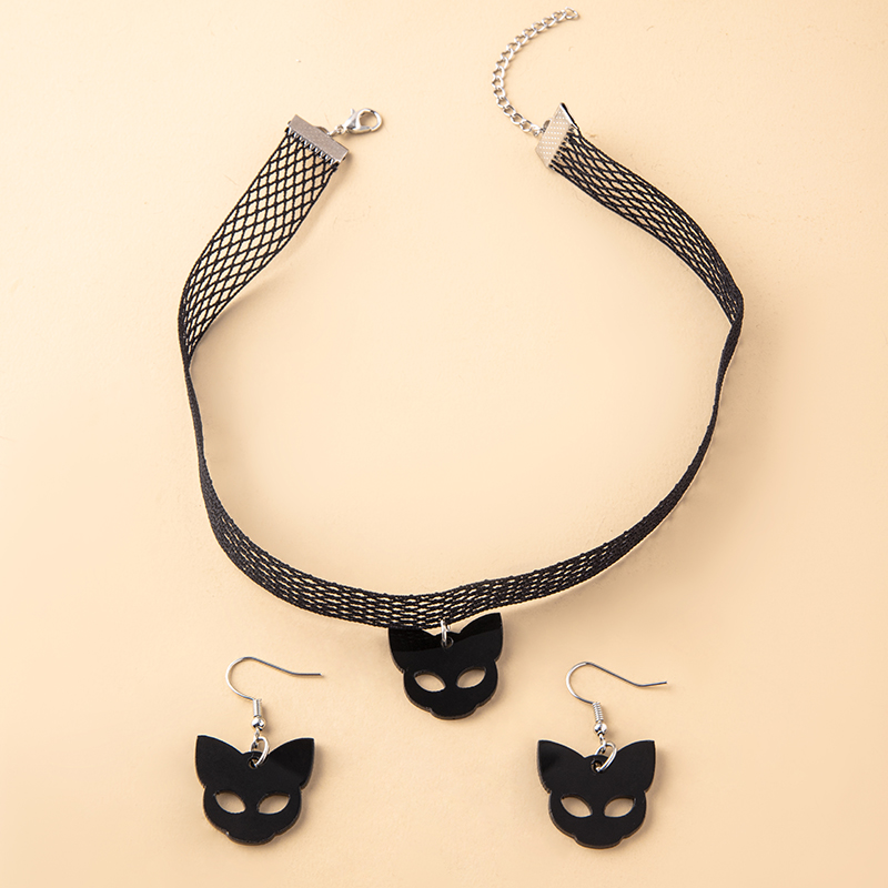 Sexy Cat Lace Womenu0027S Earrings Necklace 1 Set